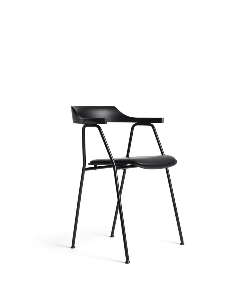 Rex81112_4455 Chair_black oak_offset upholstered seat_Mastrotto Linea nero